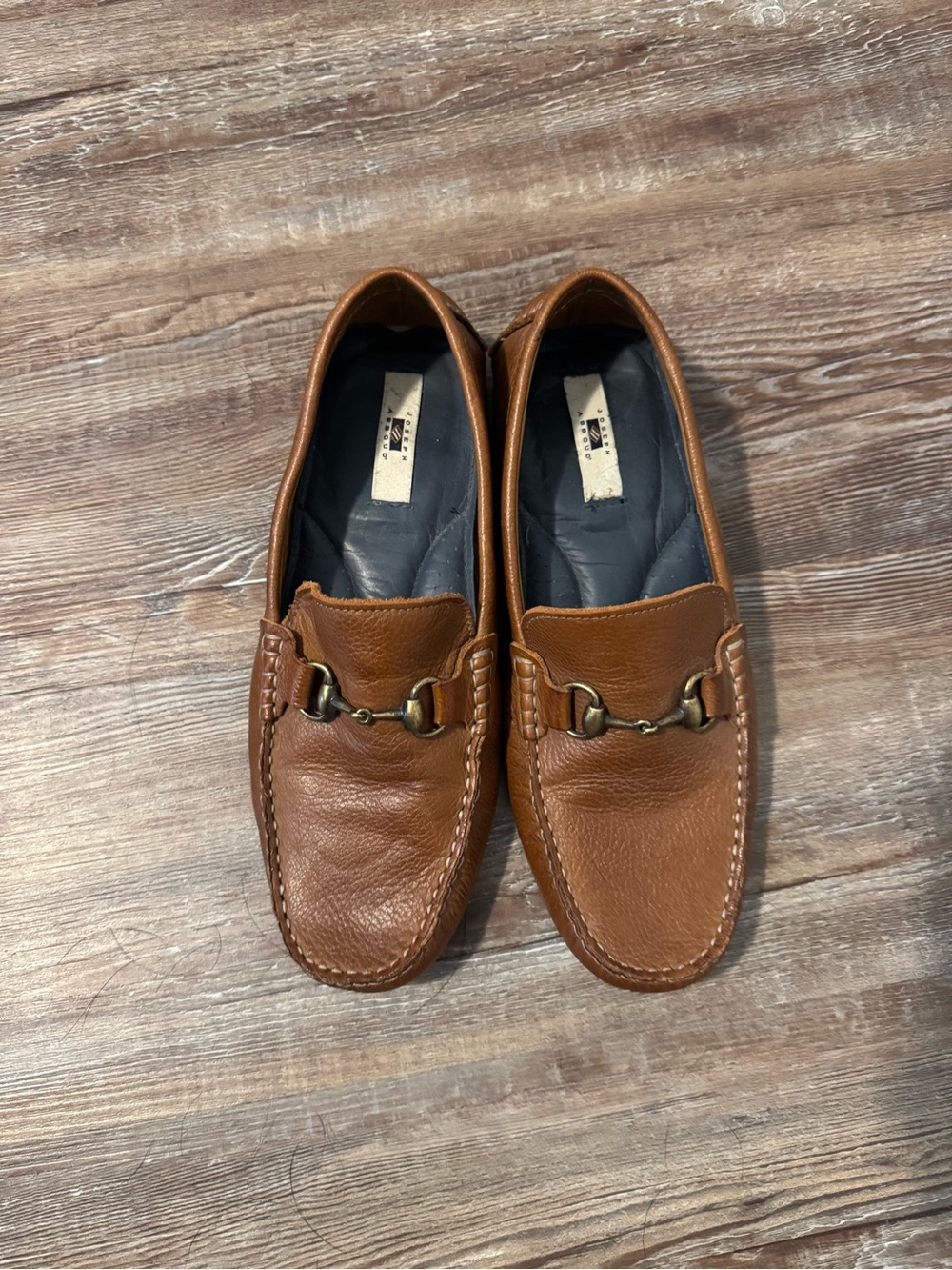 Joseph Abboud Men's Brown Leather Horsebit Loafers